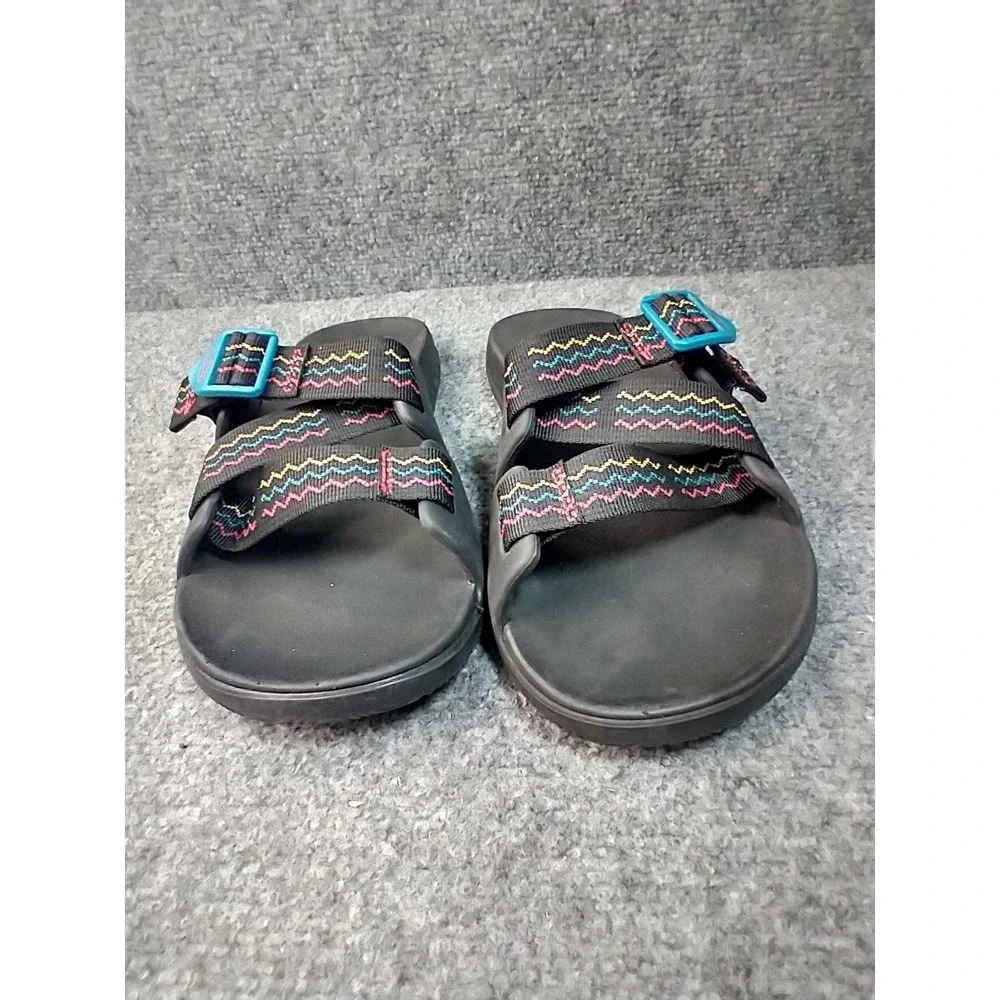 Chaco Chillos Slide Sandals Men 10 Black Multi Color Strap Adjustable Buckle